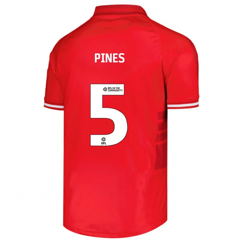 Danxen Niño Camiseta Donovan Pines #5 Rojo Blanco 1ª Equipación 2025/26 La Camisa