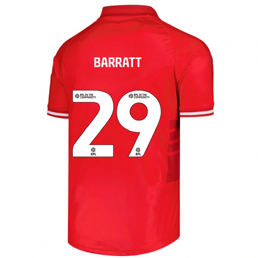 Danxen Niño Camiseta Connor Barratt #29 Rojo Blanco 1ª Equipación 2025/26 La Camisa