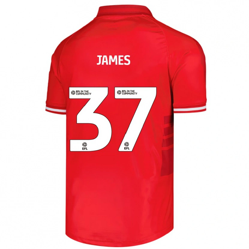 Danxen Niño Camiseta Nathan James #37 Rojo Blanco 1ª Equipación 2025/26 La Camisa
