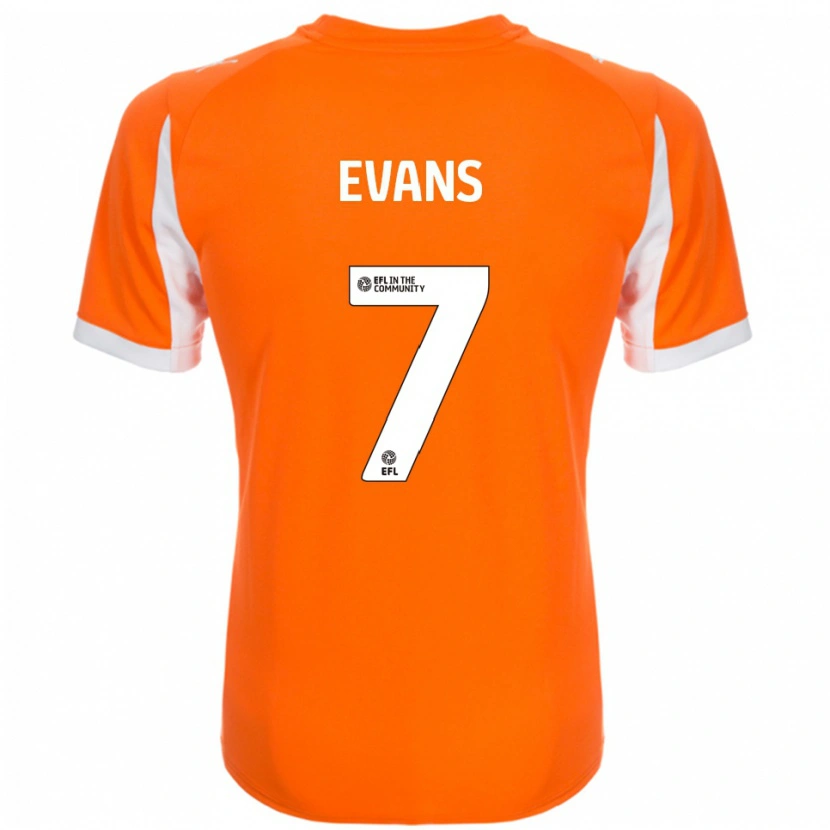 Danxen Niño Camiseta Lee Evans #7 Naranja Blanco 1ª Equipación 2025/26 La Camisa