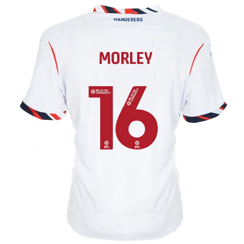 Danxen Niño Camiseta Aaron Morley #16 Blanco Rojo 1ª Equipación 2025/26 La Camisa
