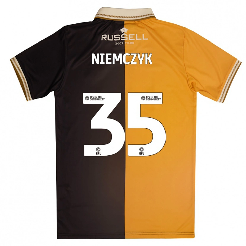 Danxen Niño Camiseta Jakub Niemczyk #35 Amarillo Negro 1ª Equipación 2025/26 La Camisa
