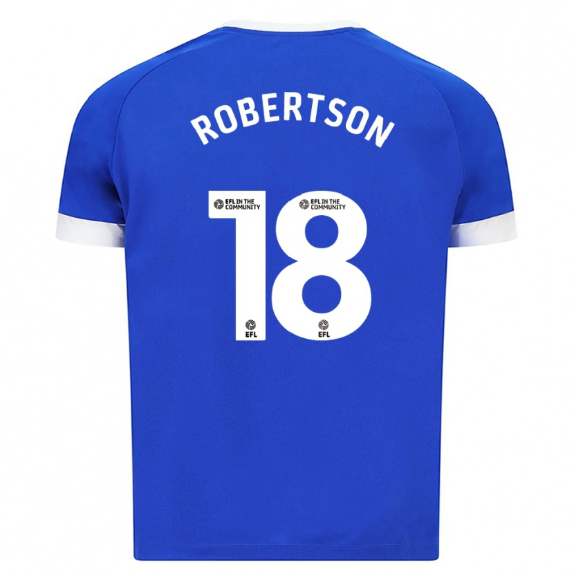 Danxen Niño Camiseta Alex Robertson #18 Azul Blanco 1ª Equipación 2025/26 La Camisa