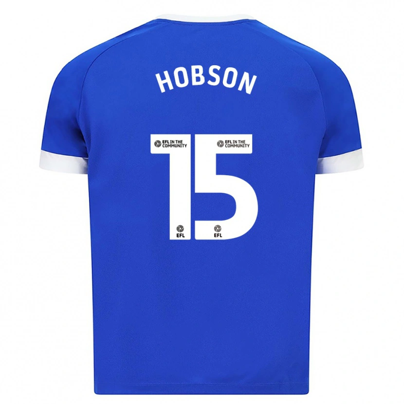 Danxen Niño Camiseta Jacob Hobson #15 Azul Blanco 1ª Equipación 2025/26 La Camisa