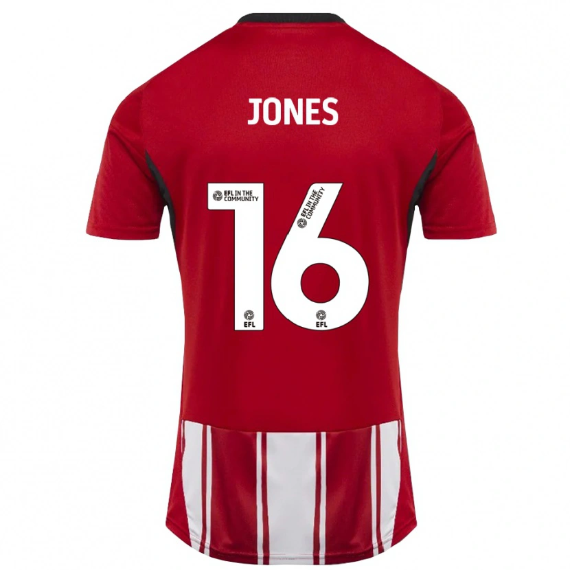 Danxen Niño Camiseta Patrick Jones #16 Rojo Blanco Negro 1ª Equipación 2025/26 La Camisa