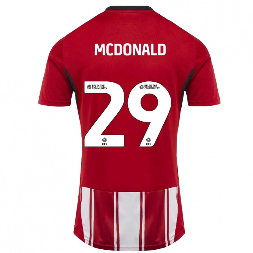 Danxen Niño Camiseta Kevin Mcdonald #29 Rojo Blanco Negro 1ª Equipación 2025/26 La Camisa