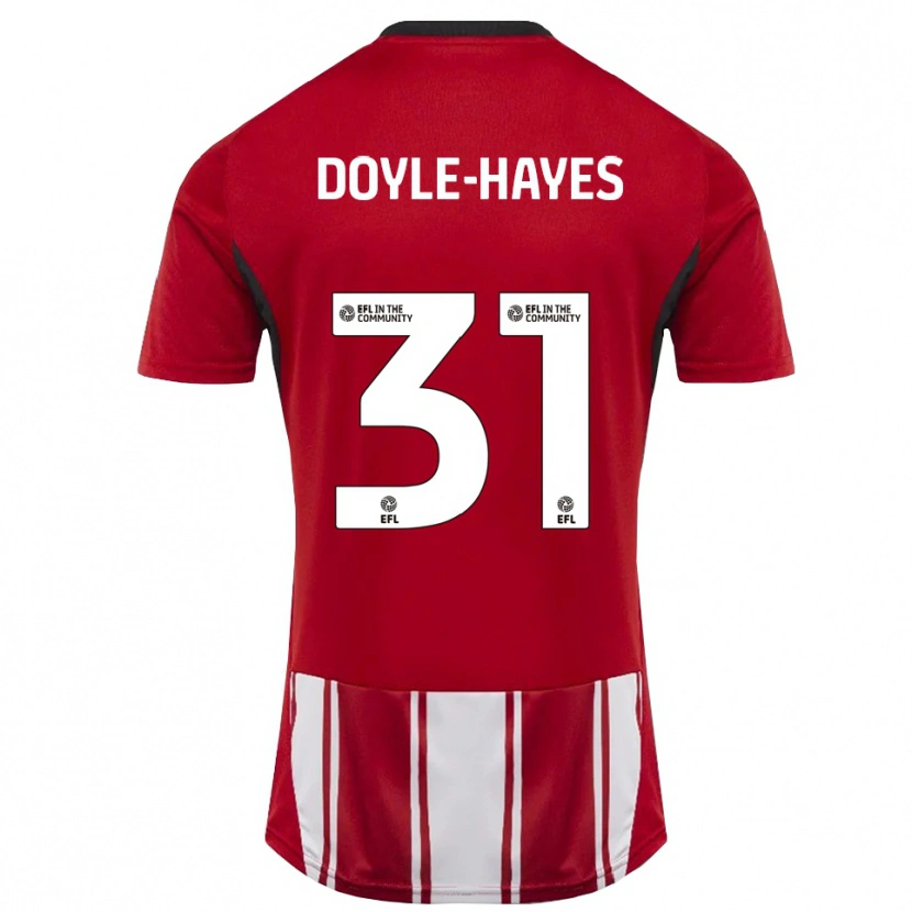 Danxen Niño Camiseta Jake Doyle-Hayes #31 Rojo Blanco Negro 1ª Equipación 2025/26 La Camisa