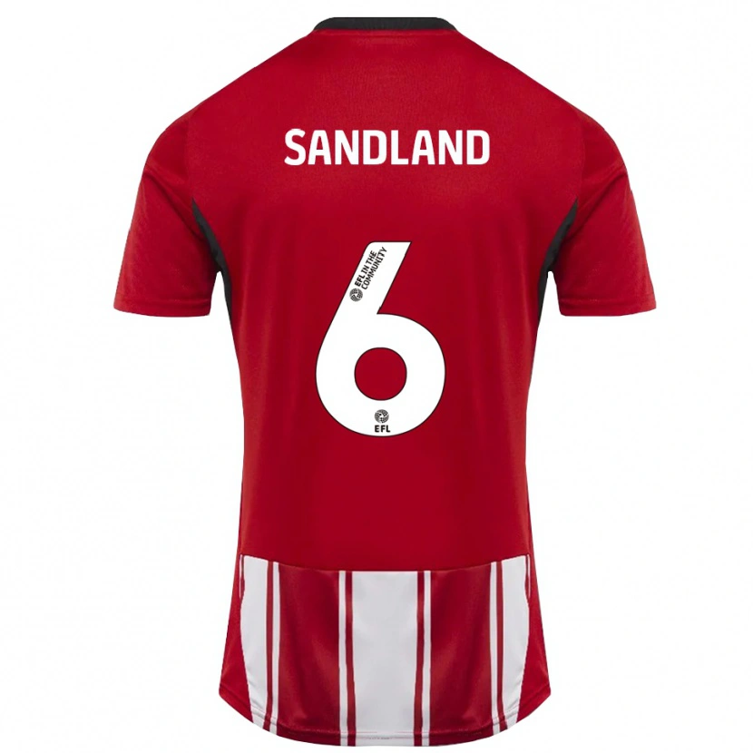 Danxen Niño Camiseta Jessica Sandland #6 Rojo Blanco Negro 1ª Equipación 2025/26 La Camisa