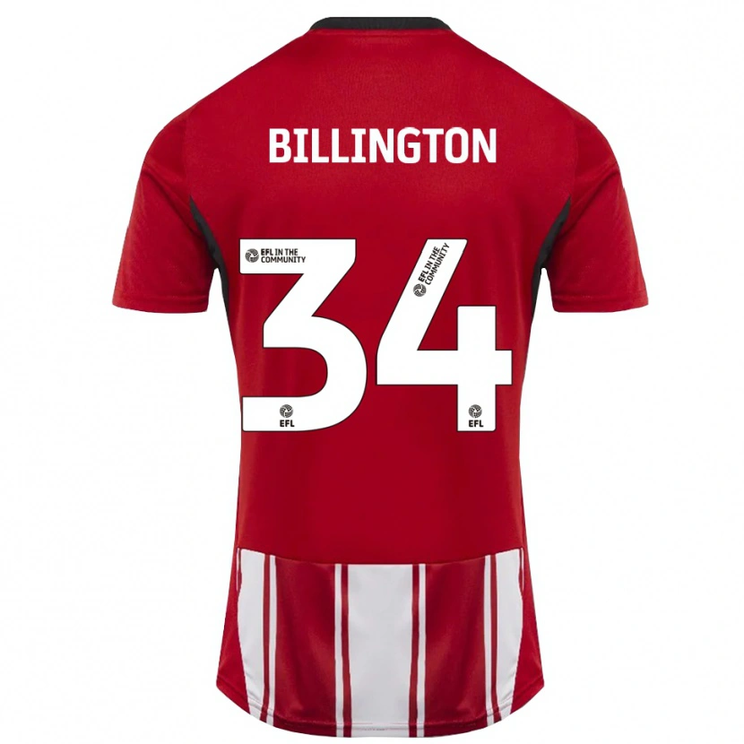 Danxen Niño Camiseta Gabe Billington #34 Rojo Blanco Negro 1ª Equipación 2025/26 La Camisa