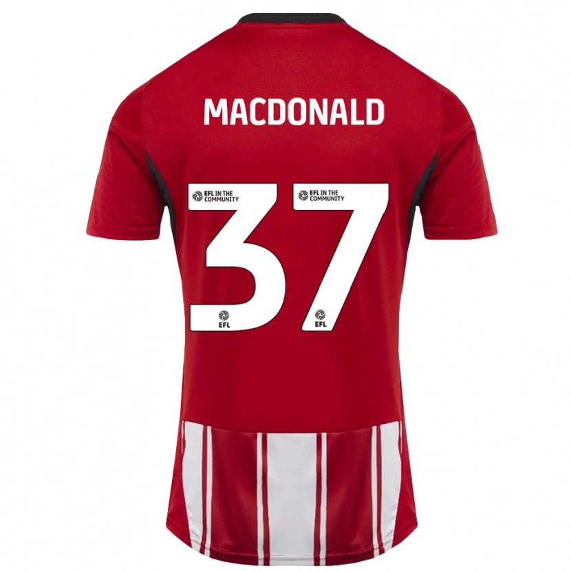Danxen Niño Camiseta Shaun Macdonald #37 Rojo Blanco Negro 1ª Equipación 2025/26 La Camisa