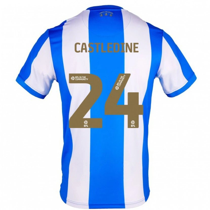 Danxen Niño Camiseta Leo Castledine #24 Azul Blanco 1ª Equipación 2025/26 La Camisa
