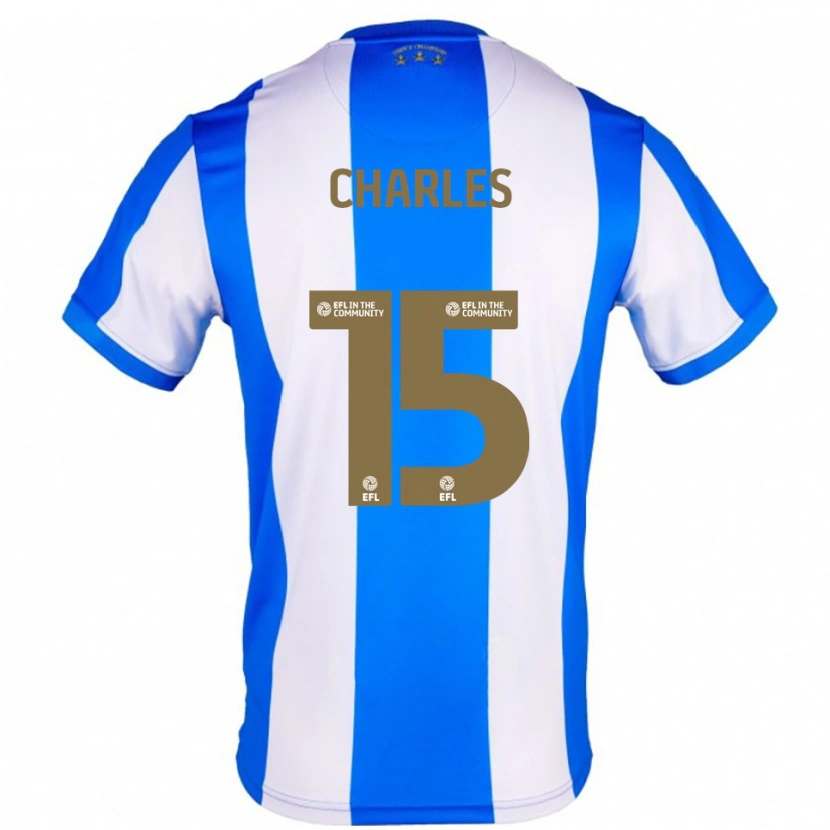 Danxen Niño Camiseta Dion Charles #15 Azul Blanco 1ª Equipación 2025/26 La Camisa