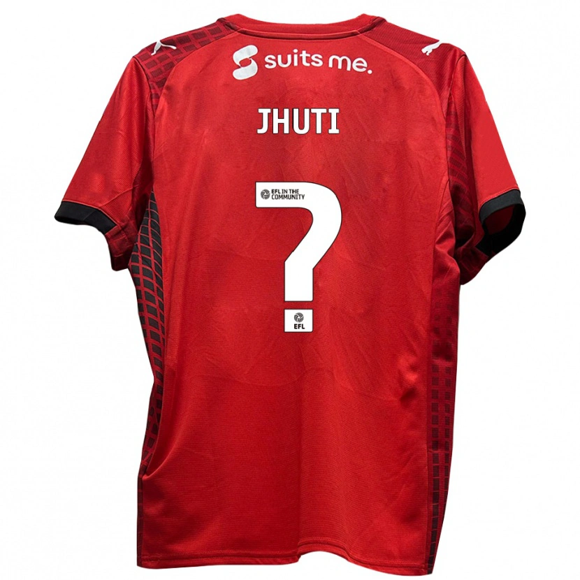 Danxen Niño Camiseta Reece Jhuti #0 Rojo Negro 1ª Equipación 2025/26 La Camisa