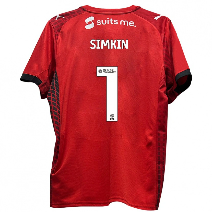 Danxen Niño Camiseta Tommy Simkin #1 Rojo Negro 1ª Equipación 2025/26 La Camisa