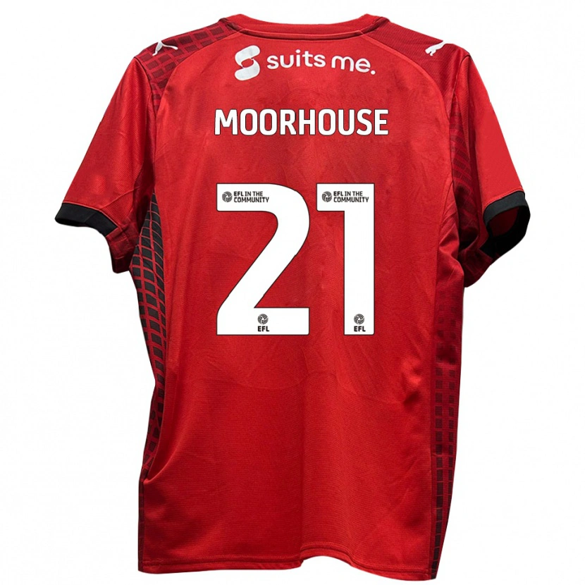 Danxen Niño Camiseta Jack Moorhouse #21 Rojo Negro 1ª Equipación 2025/26 La Camisa