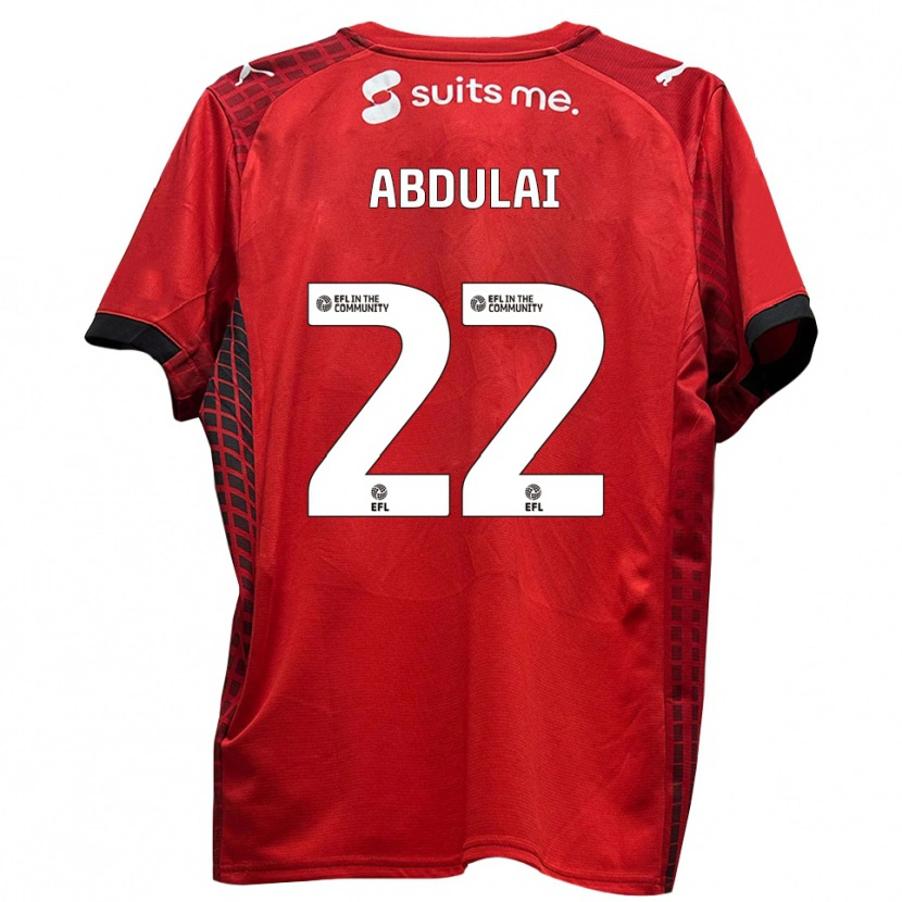 Danxen Niño Camiseta Azeem Abdulai #22 Rojo Negro 1ª Equipación 2025/26 La Camisa
