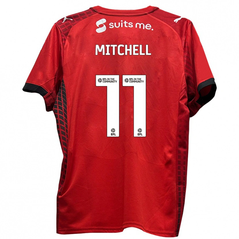 Danxen Niño Camiseta Demetri Mitchell #11 Rojo Negro 1ª Equipación 2025/26 La Camisa