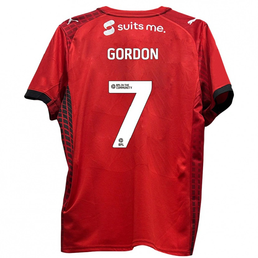 Danxen Niño Camiseta Lemar Gordon #7 Rojo Negro 1ª Equipación 2025/26 La Camisa