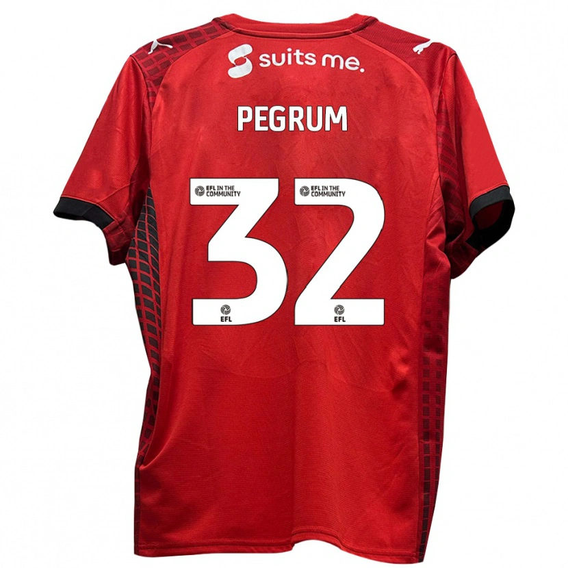 Danxen Niño Camiseta Charlie Pegrum #32 Rojo Negro 1ª Equipación 2025/26 La Camisa