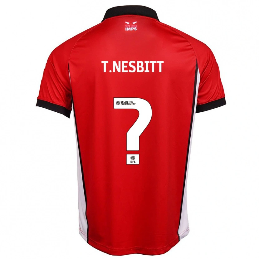 Danxen Niño Camiseta Thomas Nesbitt #0 Rojo Blanco 1ª Equipación 2025/26 La Camisa