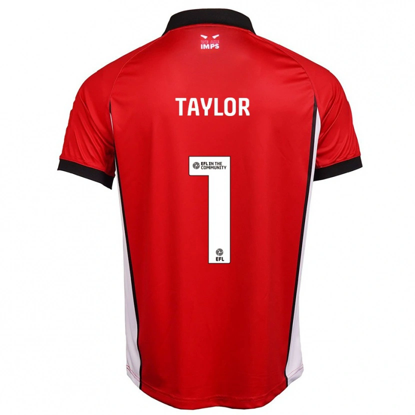Danxen Niño Camiseta Jaden Taylor #1 Rojo Blanco 1ª Equipación 2025/26 La Camisa