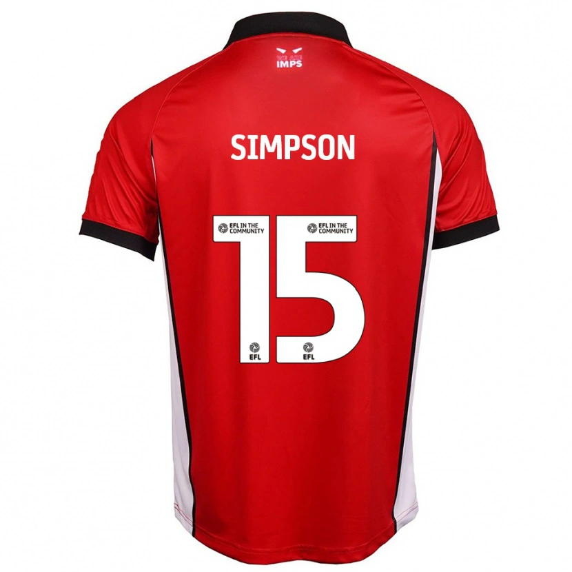 Danxen Niño Camiseta John Simpson #15 Rojo Blanco 1ª Equipación 2025/26 La Camisa