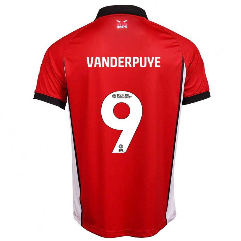Danxen Niño Camiseta Daniel Vanderpuye #9 Rojo Blanco 1ª Equipación 2025/26 La Camisa