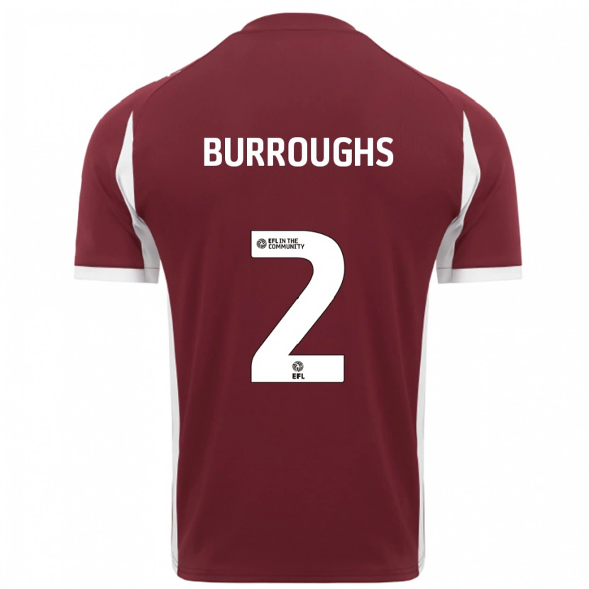 Danxen Niño Camiseta Jack Burroughs #2 Borgoña Blanco 1ª Equipación 2025/26 La Camisa