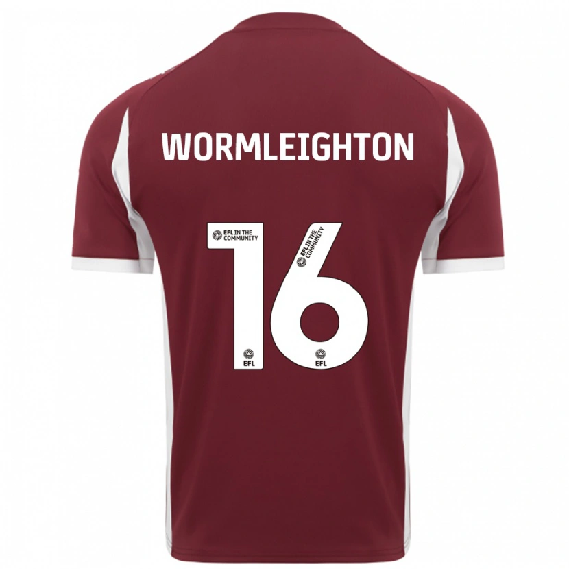 Danxen Niño Camiseta Joe Wormleighton #16 Borgoña Blanco 1ª Equipación 2025/26 La Camisa