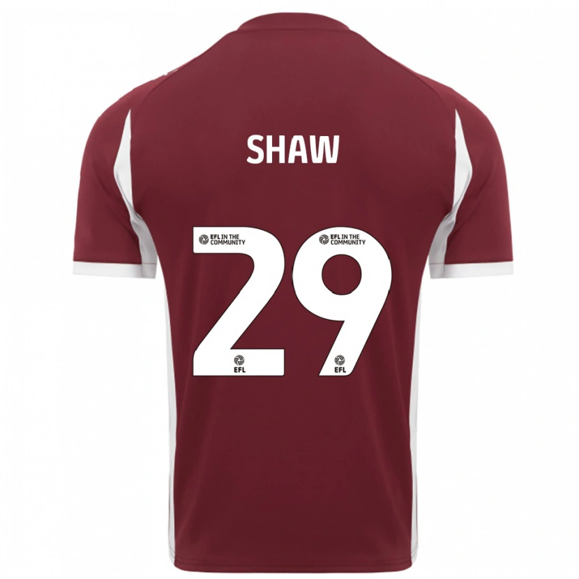Danxen Niño Camiseta Liam Shaw #29 Borgoña Blanco 1ª Equipación 2025/26 La Camisa