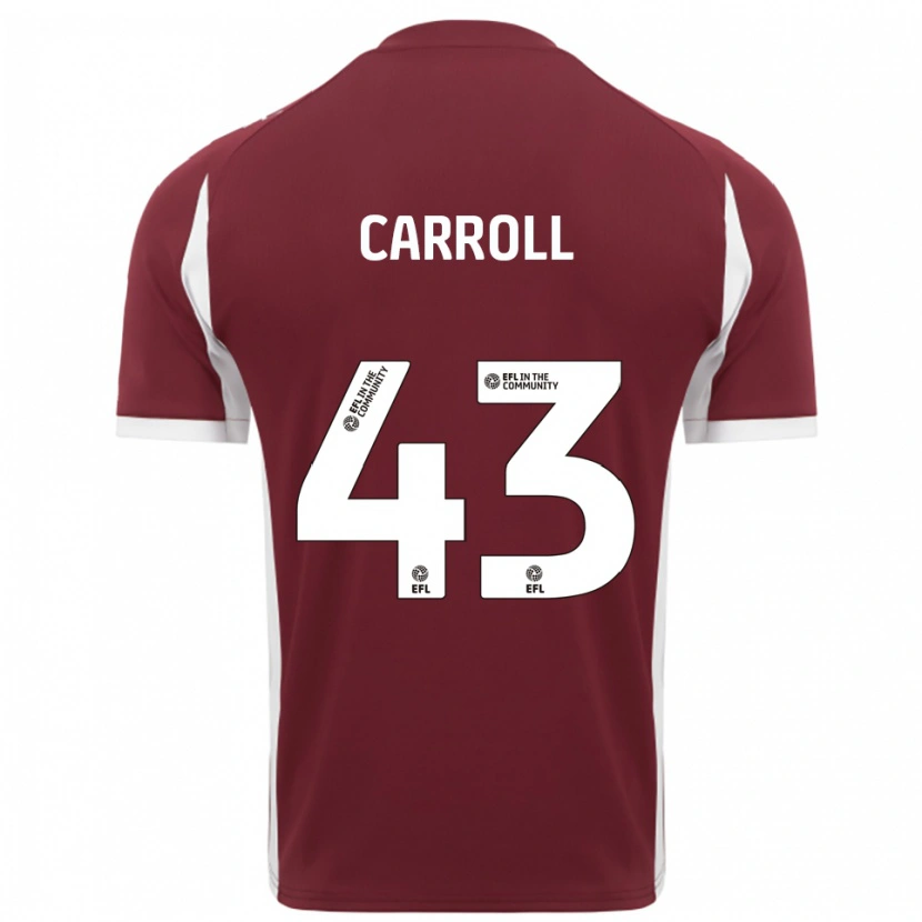 Danxen Niño Camiseta Charlie Carroll #43 Borgoña Blanco 1ª Equipación 2025/26 La Camisa
