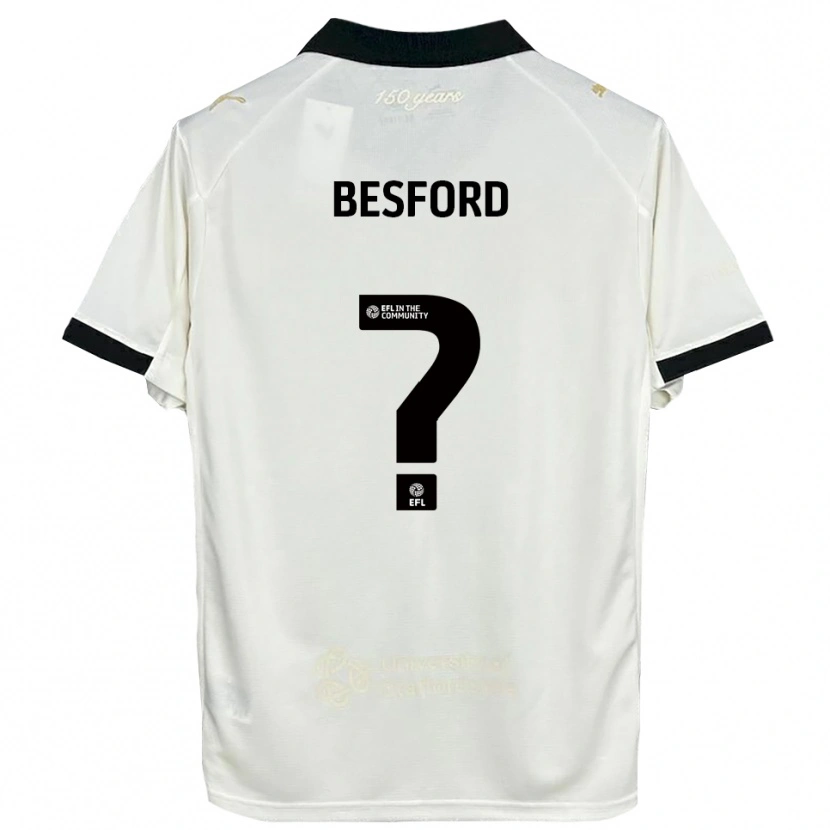 Danxen Niño Camiseta Callum Besford #0 Blanco Hueso Negro 1ª Equipación 2025/26 La Camisa