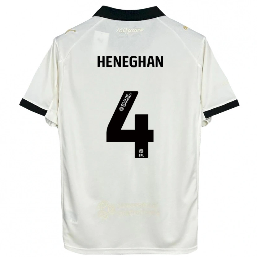 Danxen Niño Camiseta Ben Heneghan #4 Blanco Hueso Negro 1ª Equipación 2025/26 La Camisa