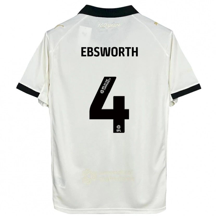 Danxen Niño Camiseta Danielle Ebsworth #4 Blanco Hueso Negro 1ª Equipación 2025/26 La Camisa