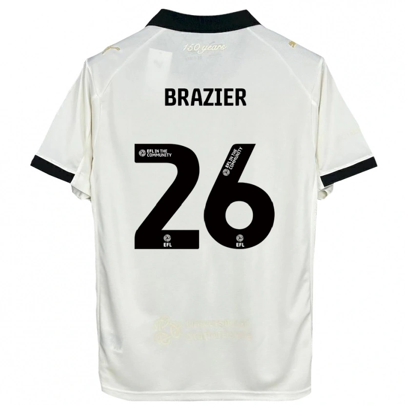 Danxen Niño Camiseta Liam Brazier #26 Blanco Hueso Negro 1ª Equipación 2025/26 La Camisa