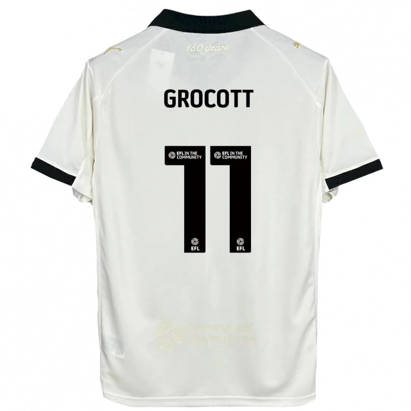 Danxen Niño Camiseta Olivia Grocott #11 Blanco Hueso Negro 1ª Equipación 2025/26 La Camisa