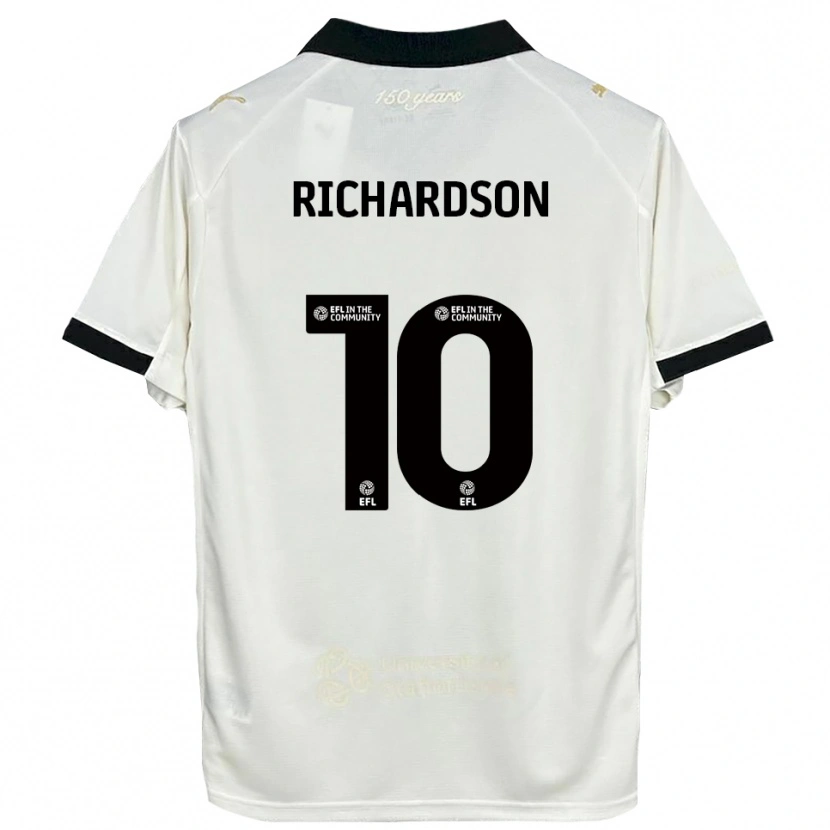 Danxen Niño Camiseta Kelsey Richardson #10 Blanco Hueso Negro 1ª Equipación 2025/26 La Camisa
