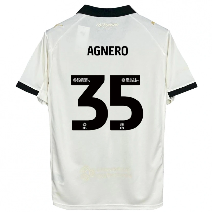 Danxen Niño Camiseta Karl Agnero #35 Blanco Hueso Negro 1ª Equipación 2025/26 La Camisa