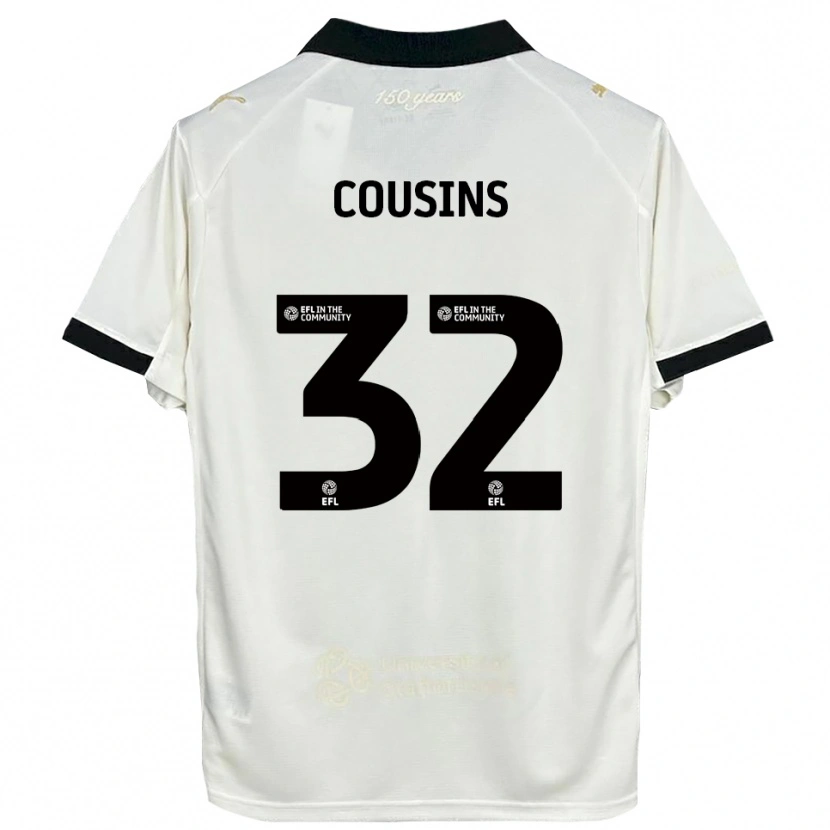 Danxen Niño Camiseta Logan Cousins #32 Blanco Hueso Negro 1ª Equipación 2025/26 La Camisa
