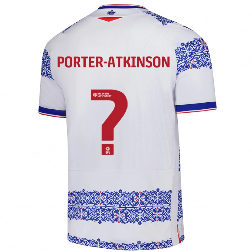 Danxen Niño Camiseta Jayden Porter-Atkinson #0 Blanco Azul 1ª Equipación 2025/26 La Camisa