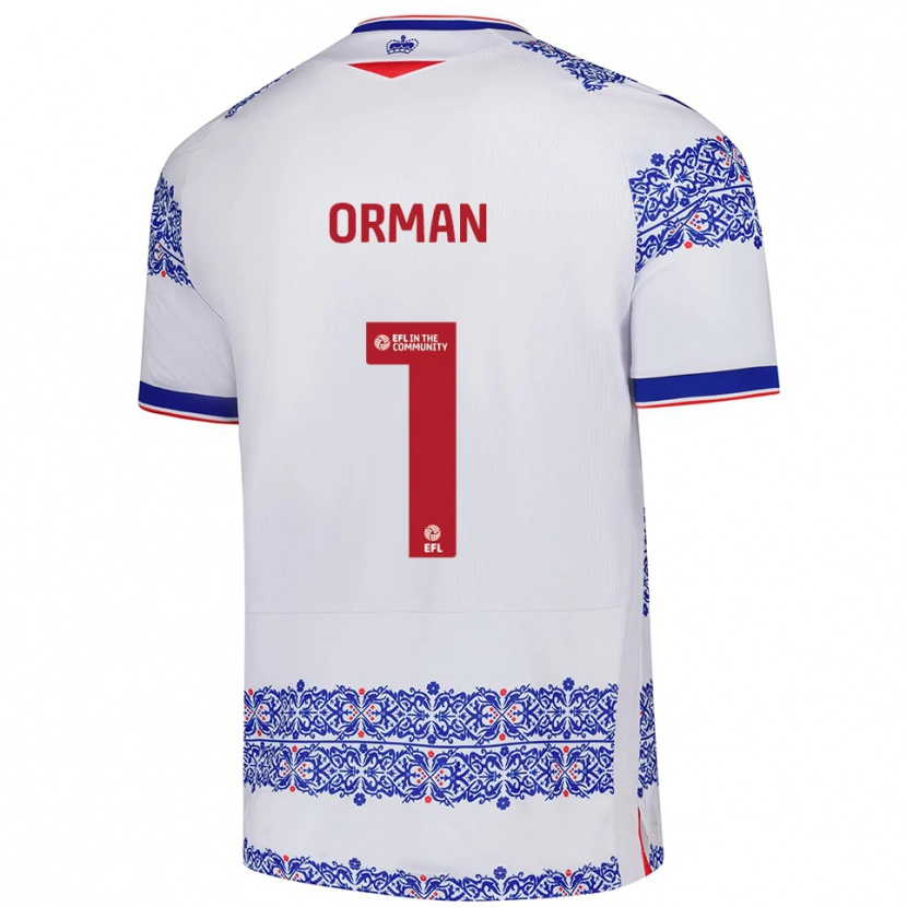 Danxen Niño Camiseta Emily Orman #1 Blanco Azul 1ª Equipación 2025/26 La Camisa