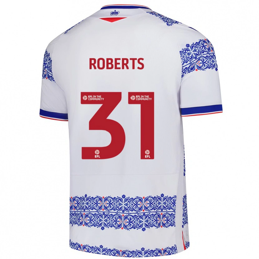 Danxen Niño Camiseta Bethan Roberts #31 Blanco Azul 1ª Equipación 2025/26 La Camisa