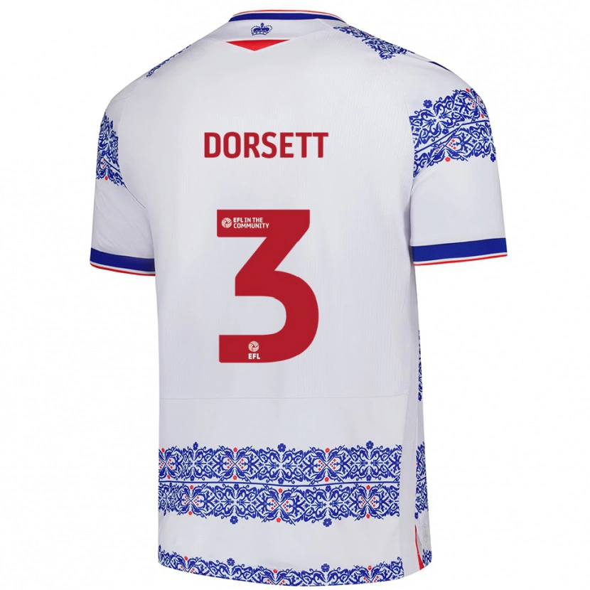 Danxen Niño Camiseta Jeriel Dorsett #3 Blanco Azul 1ª Equipación 2025/26 La Camisa