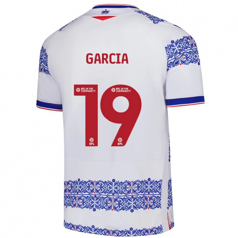 Danxen Niño Camiseta Andre Garcia #19 Blanco Azul 1ª Equipación 2025/26 La Camisa