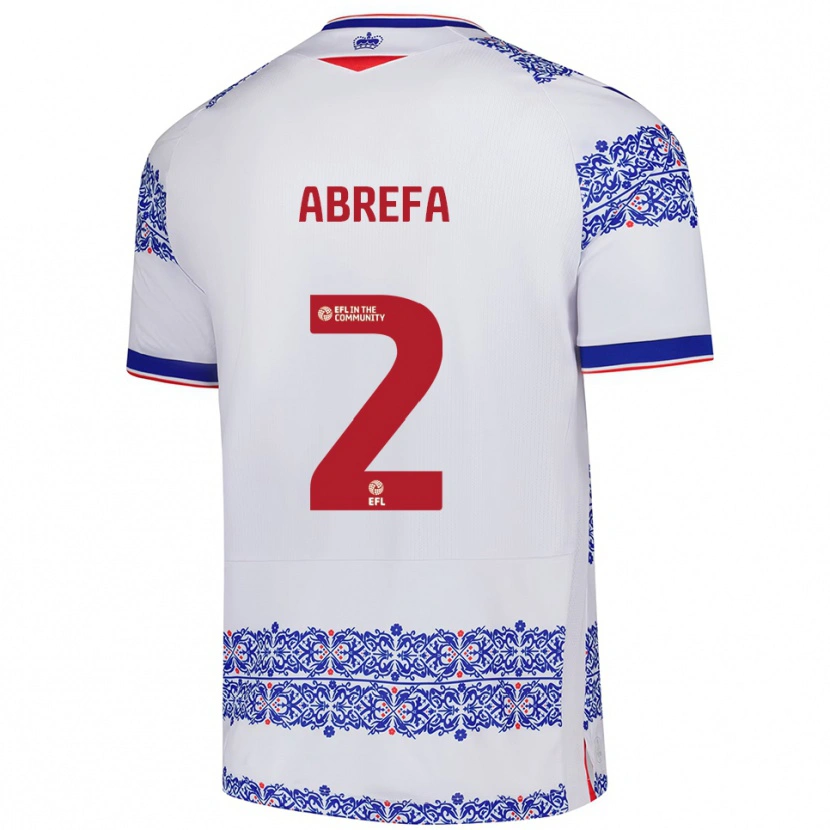 Danxen Niño Camiseta Kelvin Abrefa #2 Blanco Azul 1ª Equipación 2025/26 La Camisa
