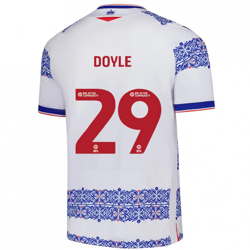 Danxen Niño Camiseta Kamari Doyle #29 Blanco Azul 1ª Equipación 2025/26 La Camisa