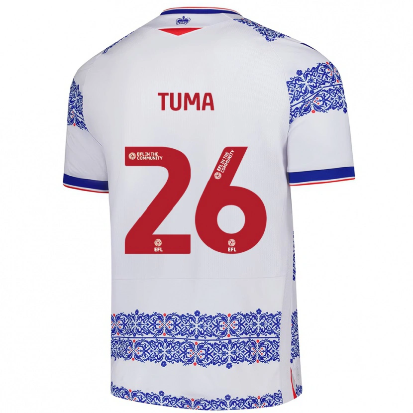 Danxen Niño Camiseta Basil Tuma #26 Blanco Azul 1ª Equipación 2025/26 La Camisa