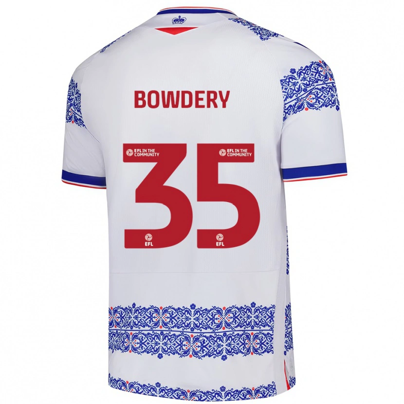 Danxen Niño Camiseta Carter Bowdery #35 Blanco Azul 1ª Equipación 2025/26 La Camisa