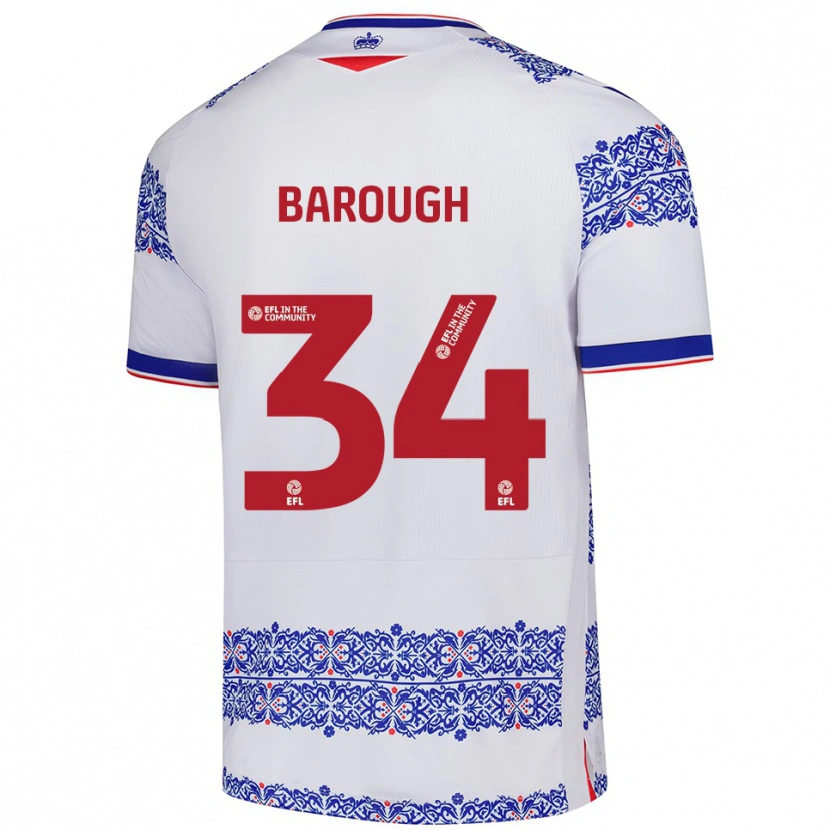 Danxen Niño Camiseta Joe Barough #34 Blanco Azul 1ª Equipación 2025/26 La Camisa