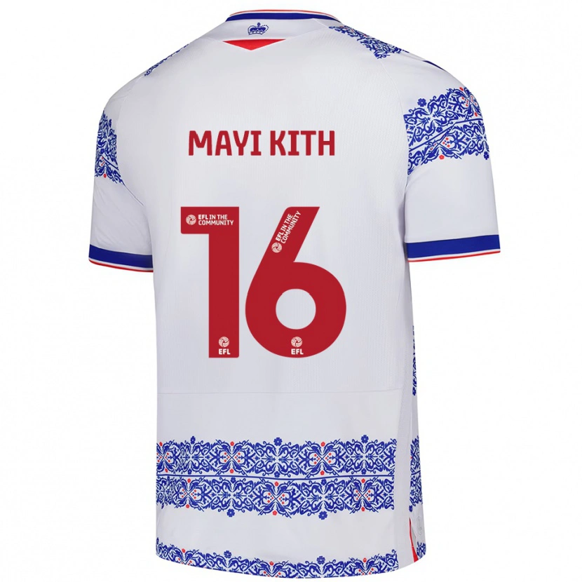 Danxen Niño Camiseta Easther Mayi Kith #16 Blanco Azul 1ª Equipación 2025/26 La Camisa